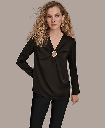 Donna Karan New York Women's V-Neck Embellished Top