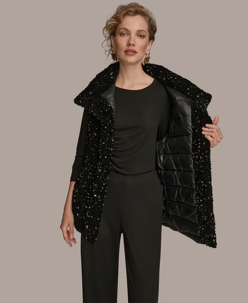 Donna Karan New York Women's Tie Waist Sequin Vest