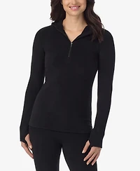 Cuddl Duds Petite Long Sleeve Half-Zip Hoodie