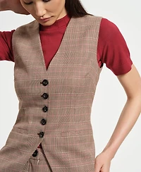 Isaac Mizrahi Women's Plaid Sleeveless Vest