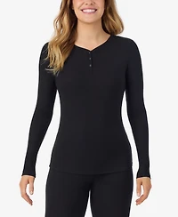 Cuddl Duds Petite Henley Neck Long Sleeve Top