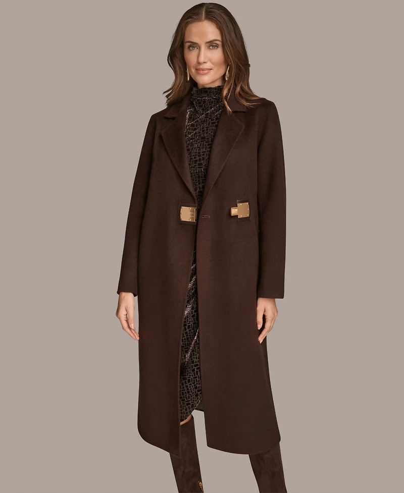 Donna Karan New York Women's Wool Blend Buckle Detail Coat