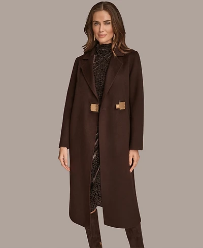 Donna Karan New York Women's Wool Blend Buckle Detail Coat