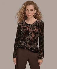 Donna Karan New York Women's Printed Long Sleeve Top