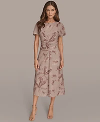 Donna Karan New York Women's Printed Ruched Dress