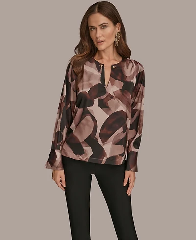 Donna Karan New York Women's Long Sleeve Printed Blouse