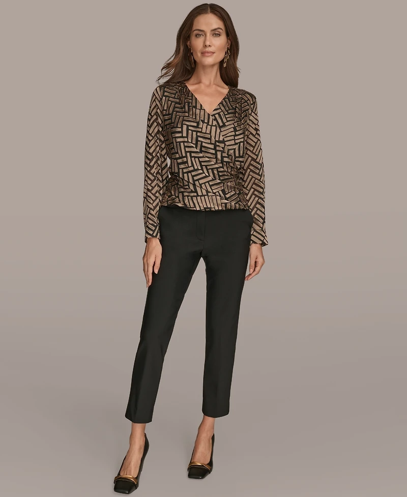 Donna Karan New York Women's Chevron Print Long Sleeve Top