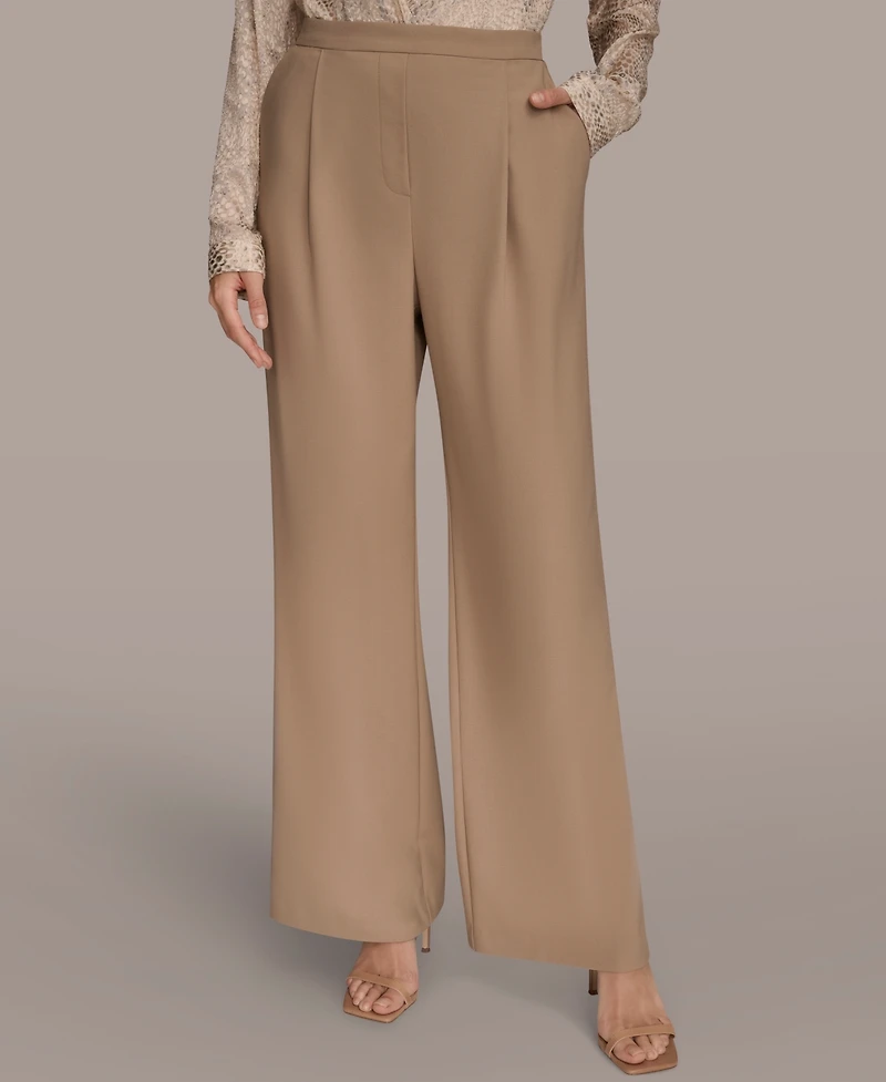 Donna Karan New York Women's Pleated Wide Leg Pull On Pants