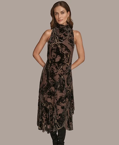 Donna Karan New York Women's Cowl Neck Midi Dress