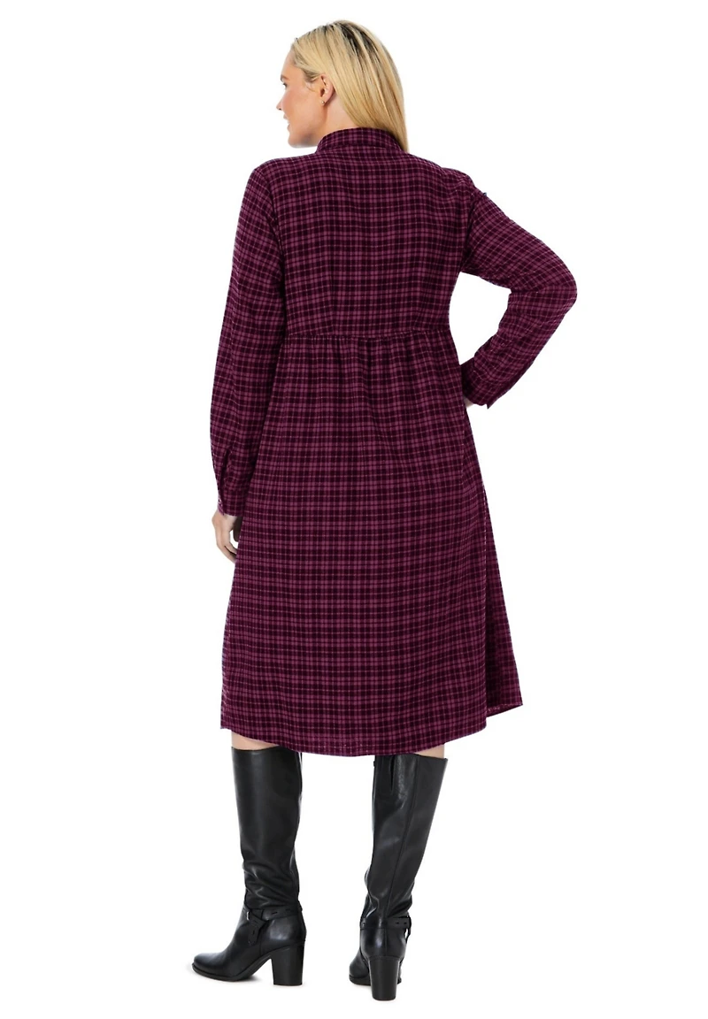 Woman Within Plus Plaid Flannel A-Line Shirtdress