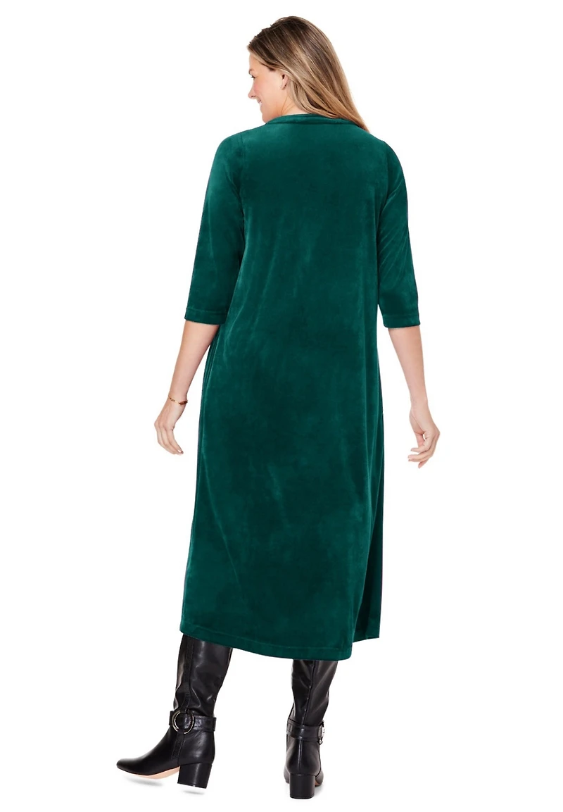 Woman Within Plus Pintuck Velour Dress