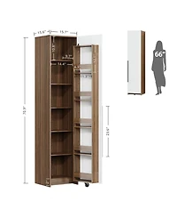 Ironck 70-in Pantry Cabinet with 11 Adjustable Shelves, Walnut and White
