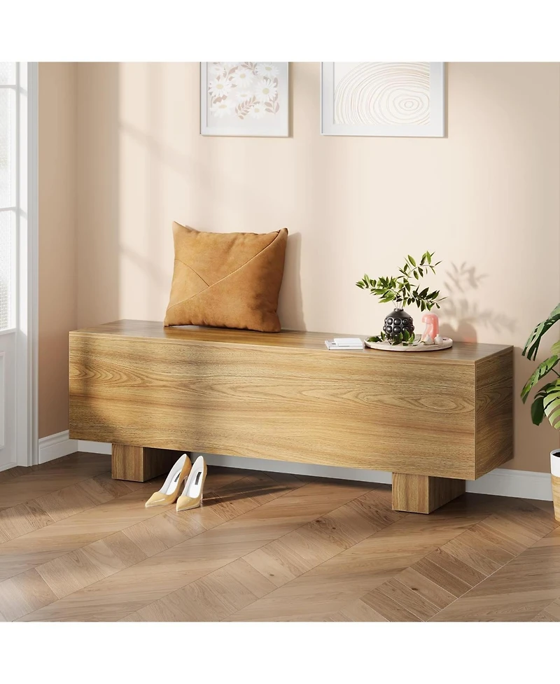 Tribesigns 47.2" Entryway Bench, Wooden Bedroom Bench End of Bed, Easy Assembly