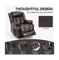 Maison Boucle Faux Leather Power Lift Recliner for Seniors with Massage & Heat, Dual Motor Electric Chair, 350 Lbs Support-Maison Boucle