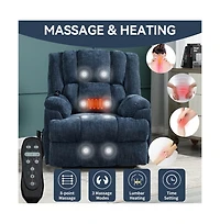 Maison Boucle Chenille Power Lift Recliner for Seniors with Heat & Massage, Dual Motor Electric Chair, Infinite Position-Maison