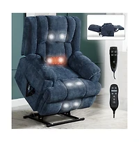Maison Boucle Chenille Power Lift Recliner for Seniors with Heat & Massage, Dual Motor Electric Chair, Infinite Position-Maison