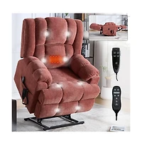 Maison Boucle Chenille Power Lift Recliner for Seniors with Heat & Massage, Dual Motor Electric Chair, Infinite Position-Maison Boucle