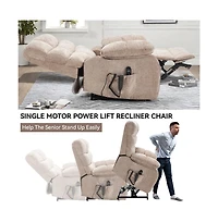 Maison Boucle Oversized Chenille Power Lift Chair with Massage & Heat, Dual Motor Electric Recliner, Infinite Position-Maison