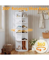 Ironck Rotating Shoe Rack Tower, Free Standing 360° Revolving Spinning, White