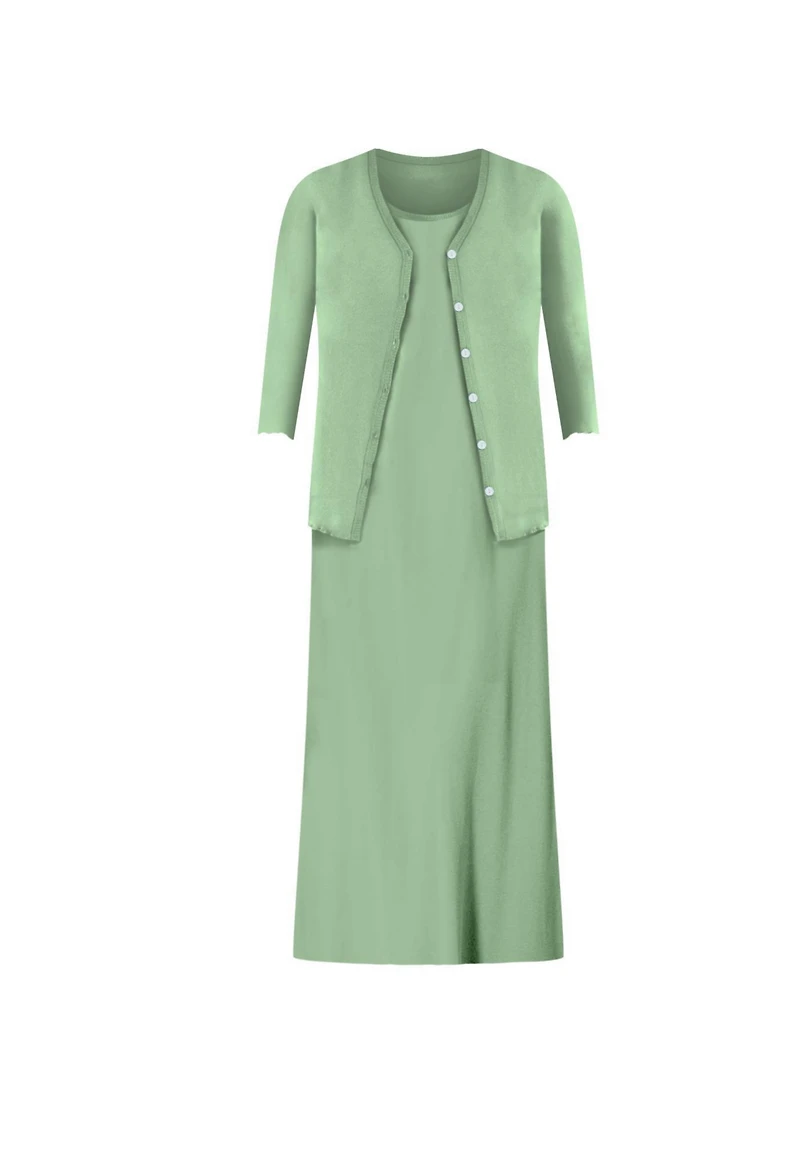 Woman Within Women's Lettuce Trim Knit Jacket Dress