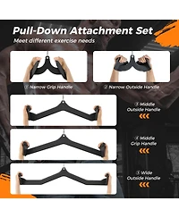 Akiudex 5-Piece Lat Pull-Down Attachment Set for Cable Machines, Ergonomic Home Gym Accessories