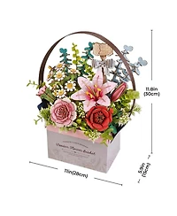 Robotime 3D Puzzle, Wooden Flower Basket with Exquisite Accessories, Decorative Building Kits for Kids Adults, Multicolored, 11"5.9"11.8"