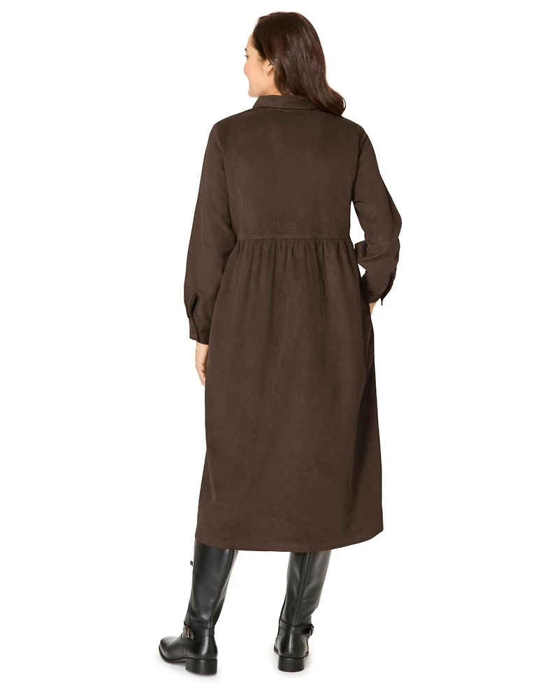 Woman Within Women's Button Front Corduroy Dress
