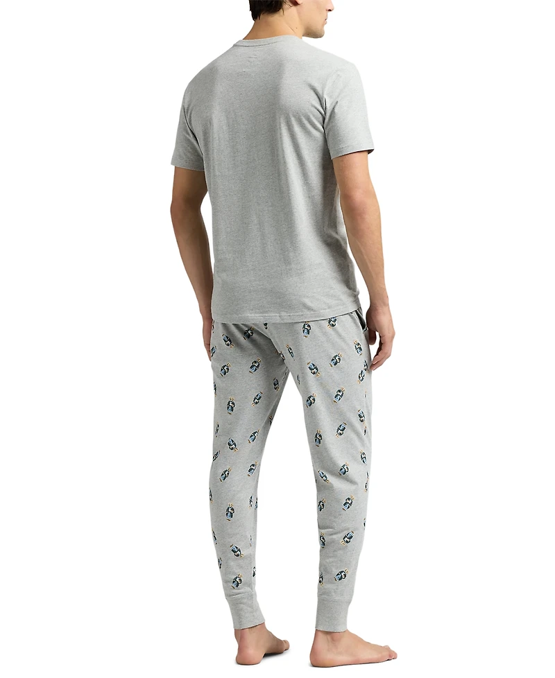 Polo Ralph Lauren Men's Knit Bear Short Sleeve T-Shirt and Jogger Pajama Set