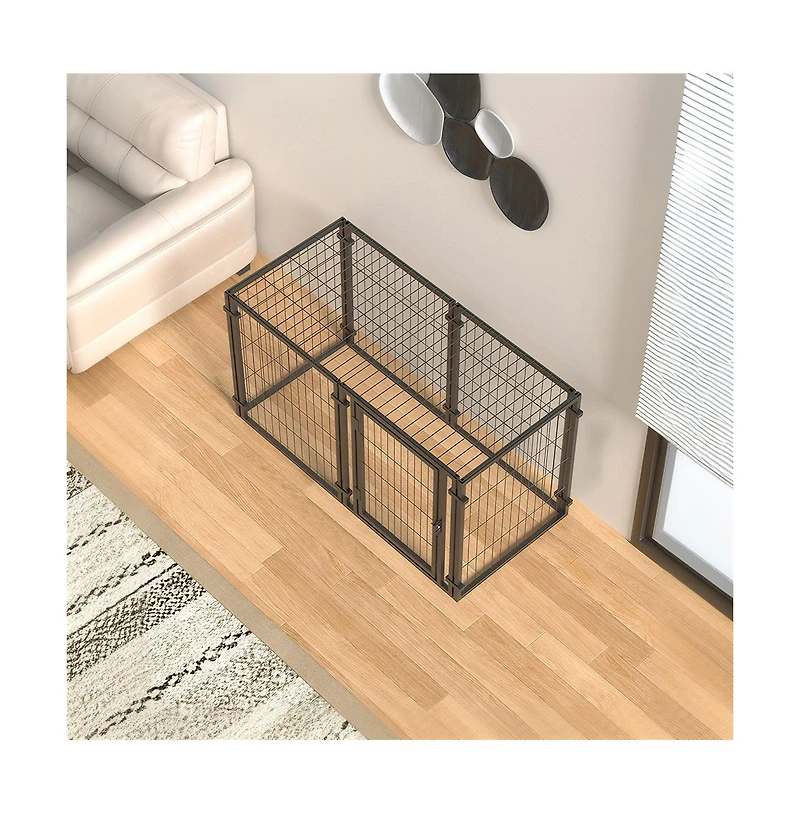 Aostirmotor Black 47 in. Dog Crate for Small Medium Large Dogs, Puppy Dog Playpen for Yard Indoor Outdoor Use