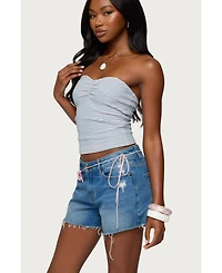 Edikted Women's Veranda Textured Striped Tube Top