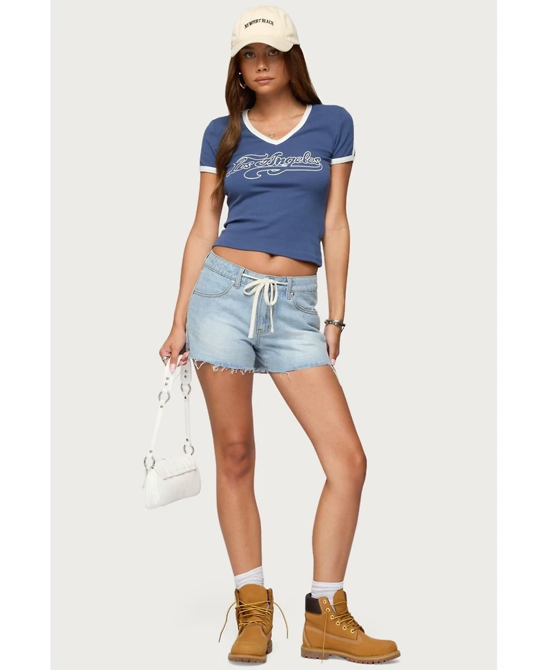 Edikted Womens Los Angeles Contrast T Shirt