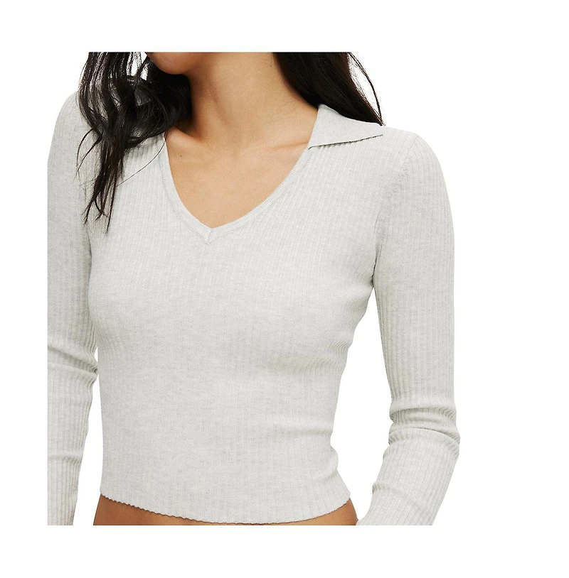 Cotton On Women's Everfine Rib V-Neck Polo
