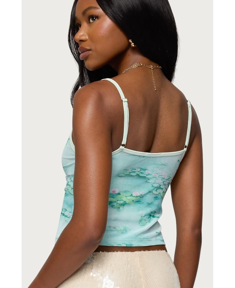 Edikted Womens Everlyn Water Lily Tank Top
