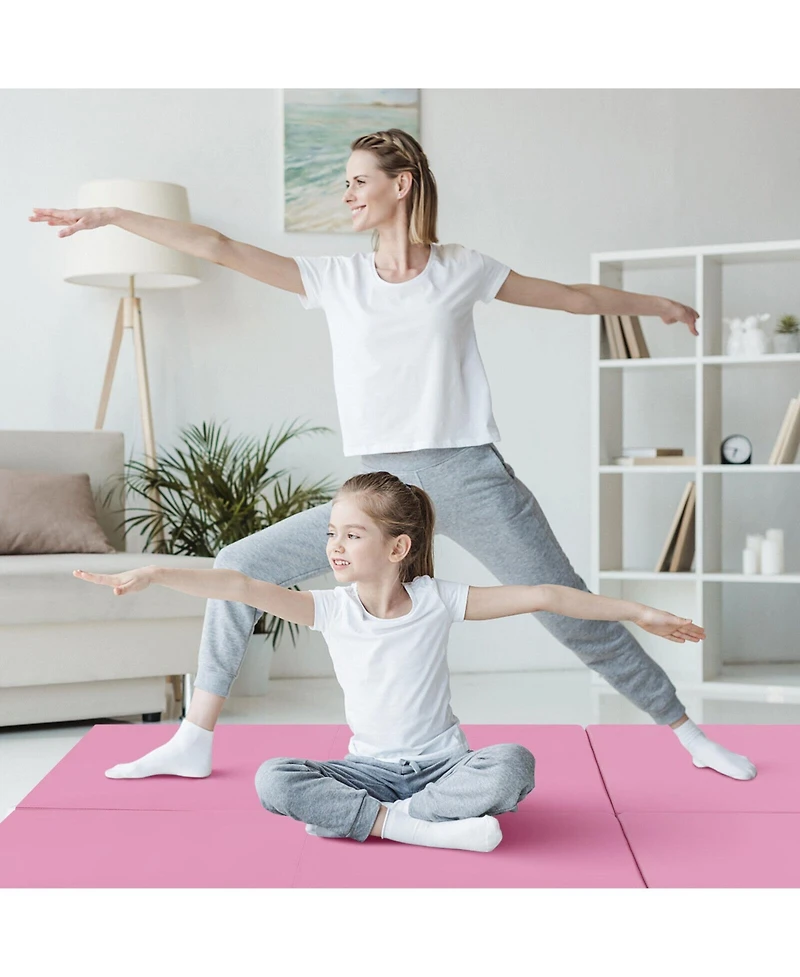 Akiudex 6FT Tri-Fold Gymnastics Mat with 2inch Foam and Pu Cover for Home and Studio