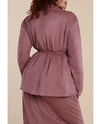 Eloquii Women's Plus Faux Suede Tassel Belted Blazer