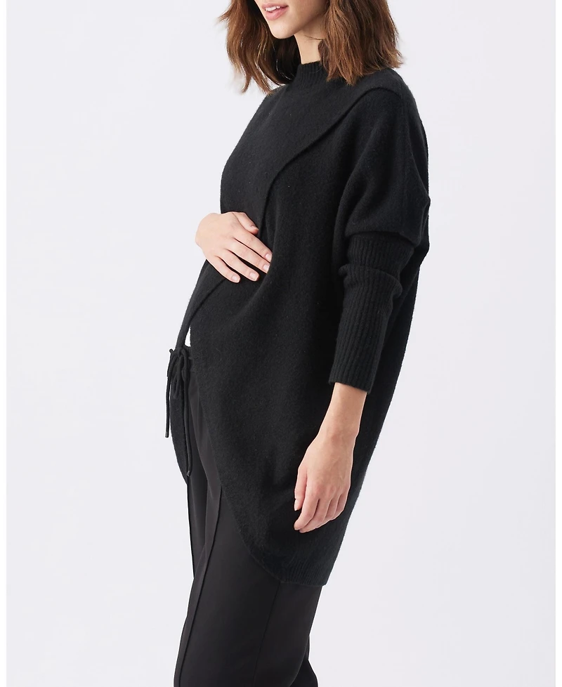 Ripe Maternity Maternity Stylish Hallie Cross Over Knit Sweater in Black Nursing