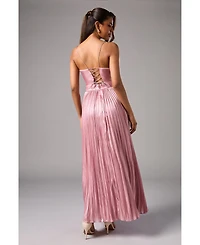 Coast Women's Metallic Pleated Corsage Dress
