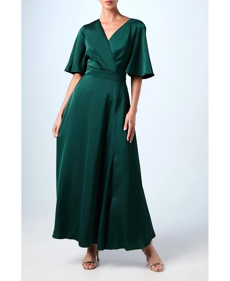 Coast Women's Wrap Satin Maxi Bridesmaids Dress