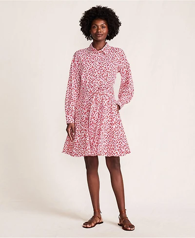 Lands' End Women's Poplin Button Front Dress with Godets