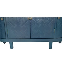 Casainc 47.5" Oval Storage Cabinet with 4 Doors Fluted Accent Cabinet with Curvy Edge