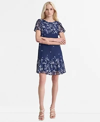 Dkny Women's Printed Flutter-Sleeve Mini Dress