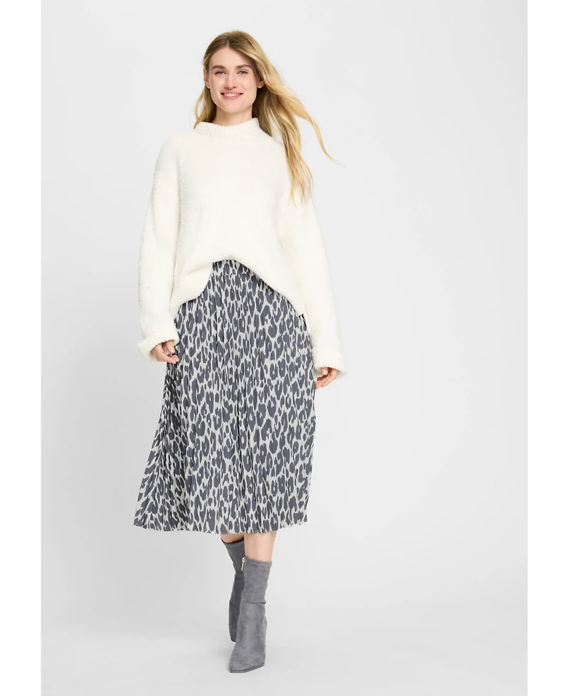 Olsen Women's Pull-On Leopard Pleated Skirt