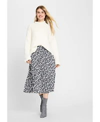 Olsen Women's Pull-On Leopard Pleated Skirt