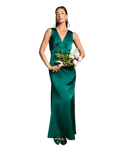 Coast Women's Bow Back V Neck Satin Bridesmaid Dress