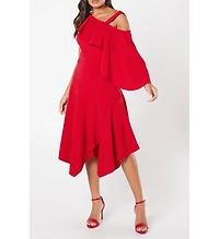 Coast Women's One Shoulder Ruffle Crepe Midi Dress