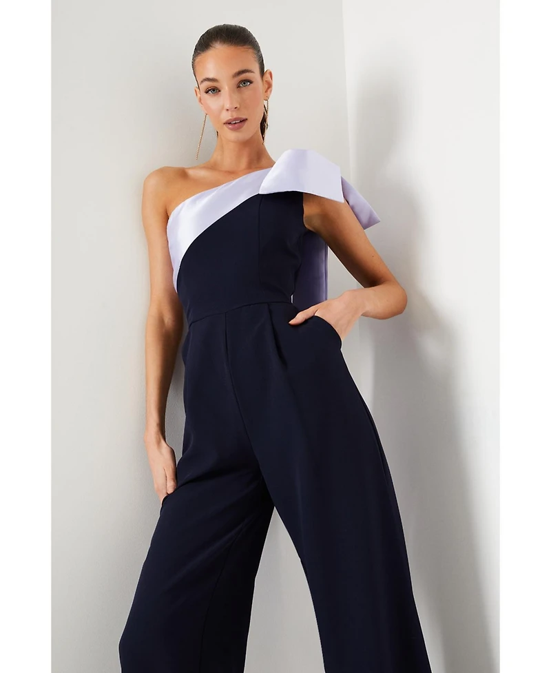 Coast Women's Bow One Shoulder Wide Leg Jumpsuit