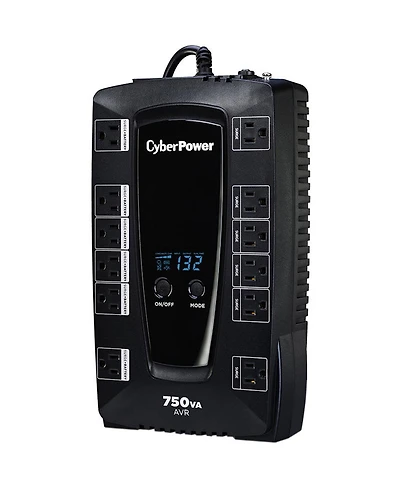 CyberPower Intelligent Lcd AVRG750LCD 12 Outlet 750VA 450W Surge Protection and Battery Backup Ups System