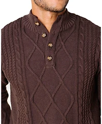 Hope & Henry Men's Organic Mock Neck Cable Sweater