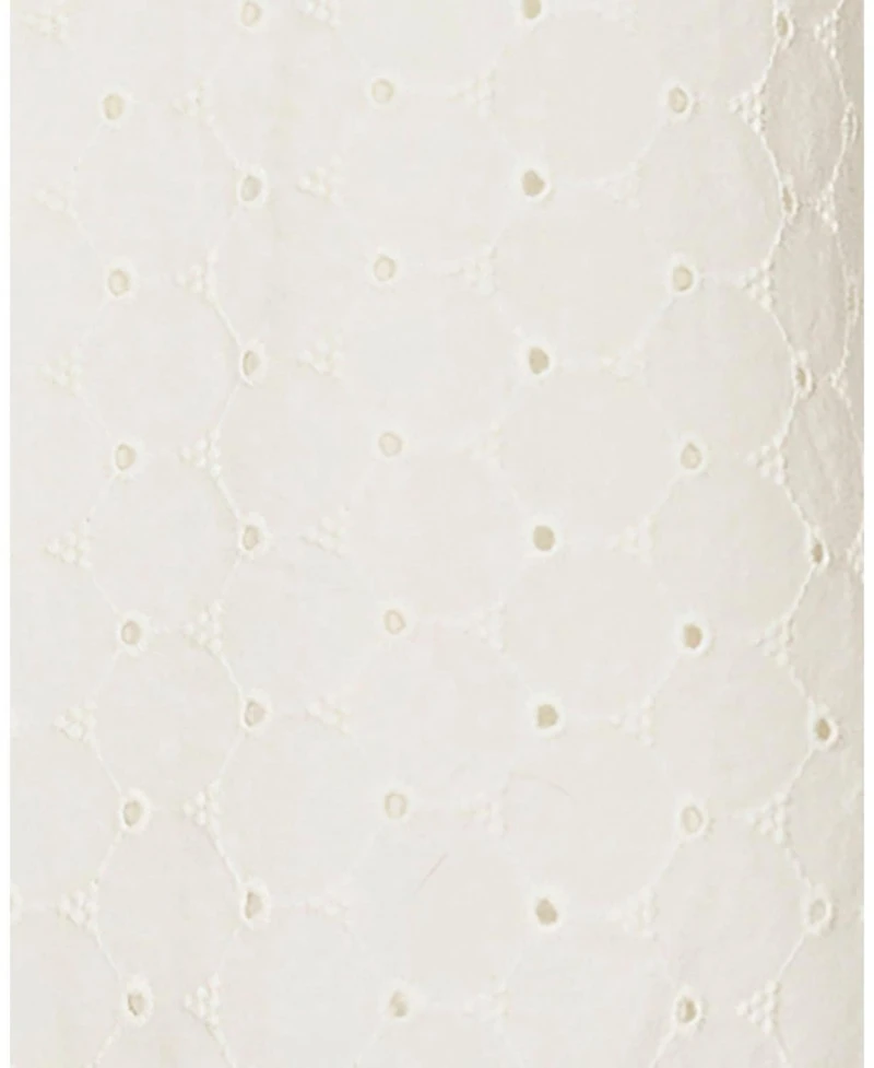 Hope & Henry Women's Organic Ruffle Neck Eyelet Top