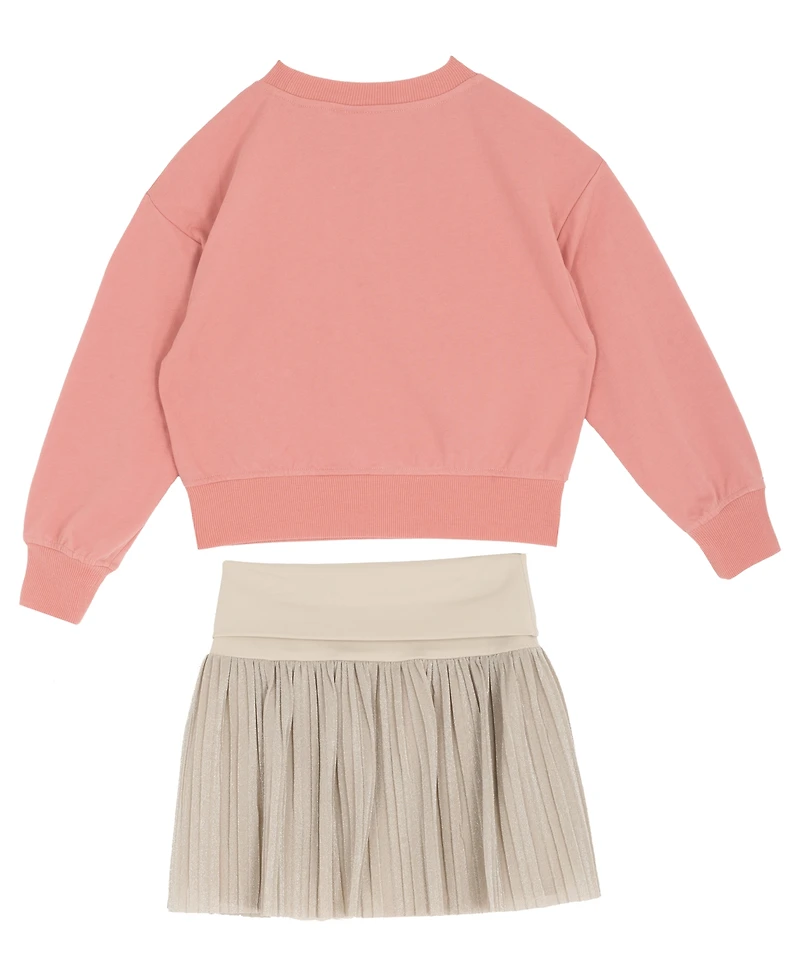 Rare Editions Big Girls 2 piece Fall Vibes Sweatshirt and Lurex Mesh Skort Set